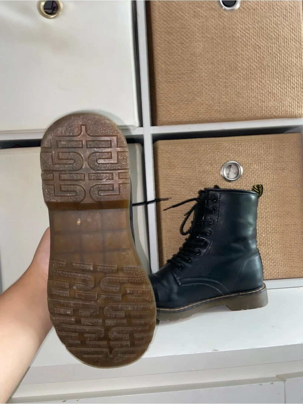 Classic Black Leather Lace-Up Combat Boots for Men